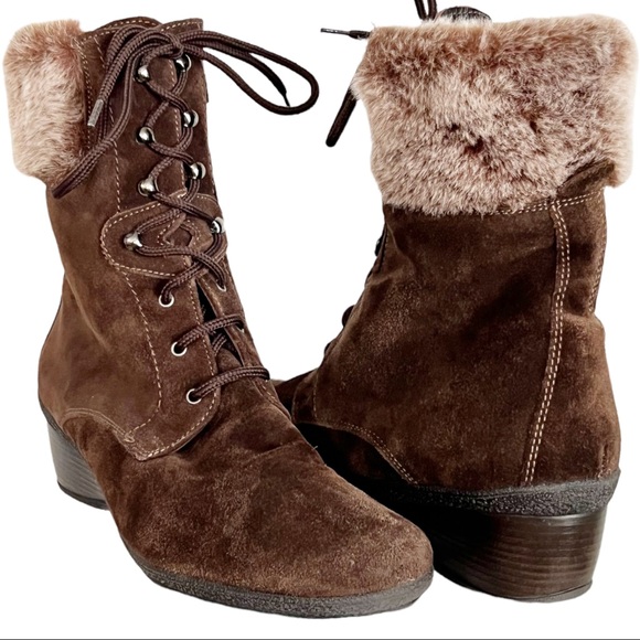 Aquatalia Shoes - Aquatalia Marvel By Marvin K Suede Boot W/Faux Fur Lining Chocolate Brown SZ 8.5